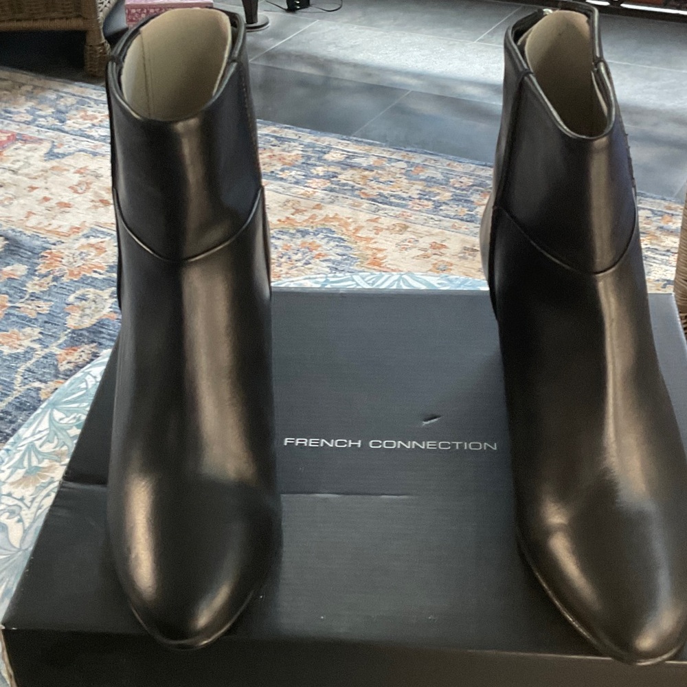 French Connection Sleek Black Leather Boots